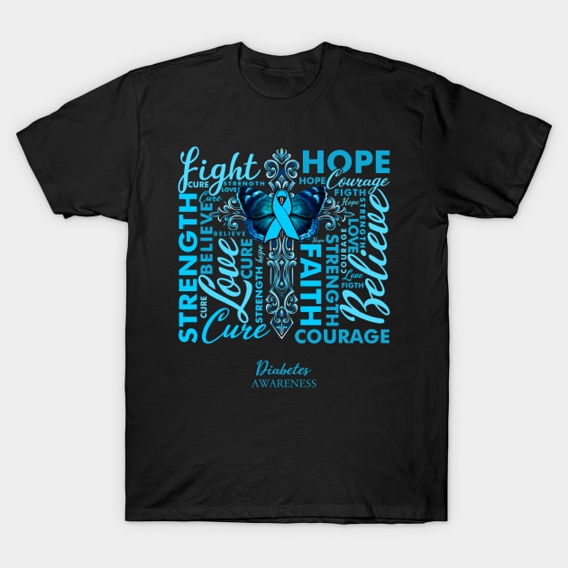 Fight Hope Cure Diabetes Awareness Gift T-Shirt by AKIFOJWsk